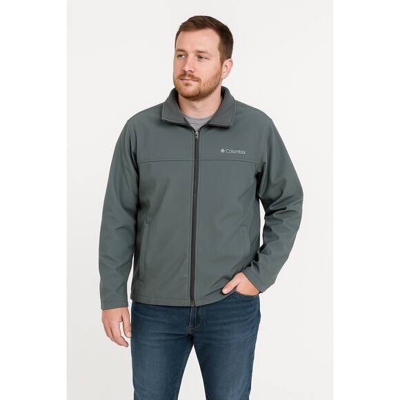 2/$30 Columbia Bowen Lake Jacket Men’s Size L Gray Softshell Fleece Lined Zip Up - Picture 1 of 13